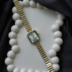 Golden Square Watch With White Dial