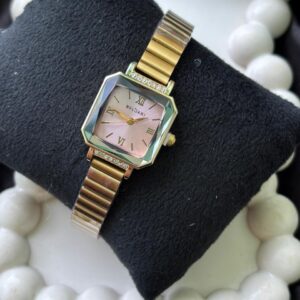Pink Golden Square Diamond Watch