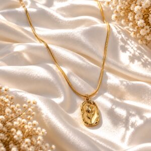 Golden Blossom Rose Pendant with Chain
